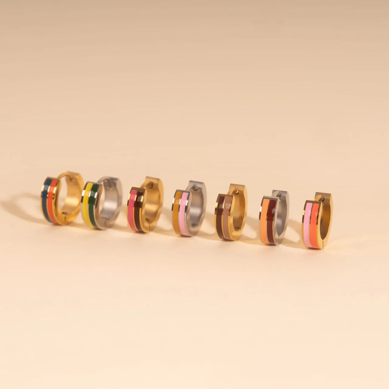 Striped Chunky Huggie Hoop Earrings sold by Modcloth product image thumbnail 4