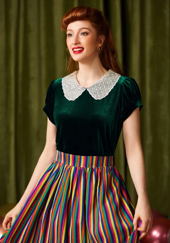 Diner Delight Peter Pan Collar Velvet Top sold by Modcloth