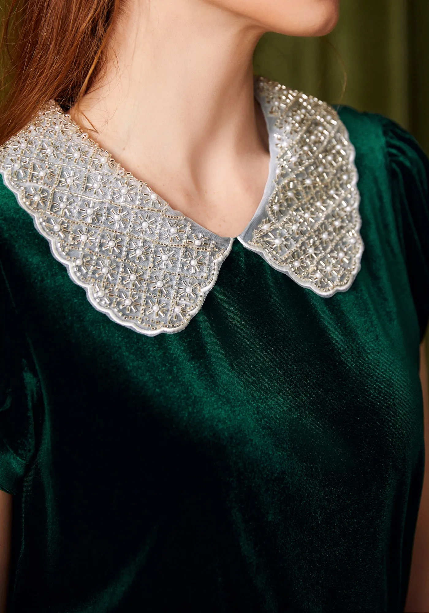 Diner Delight Peter Pan Collar Velvet Top sold by Modcloth product image thumbnail 2