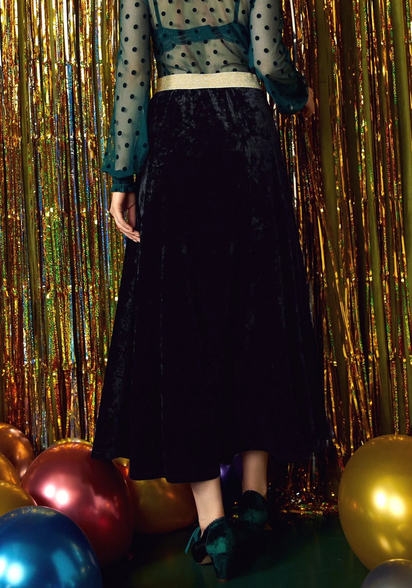 Golden Whispers Velvet Maxi Skirt sold by Modcloth product image thumbnail 4