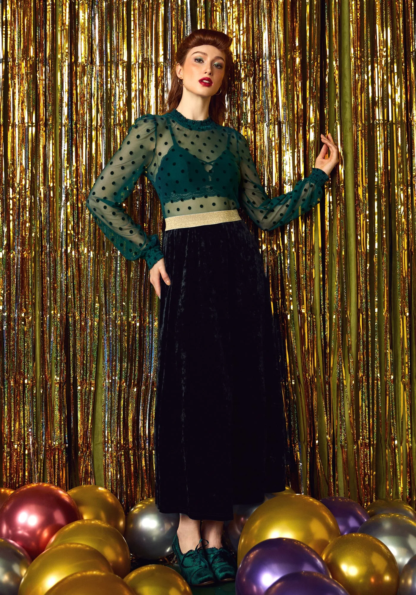Golden Whispers Velvet Maxi Skirt sold by Modcloth product image thumbnail 2