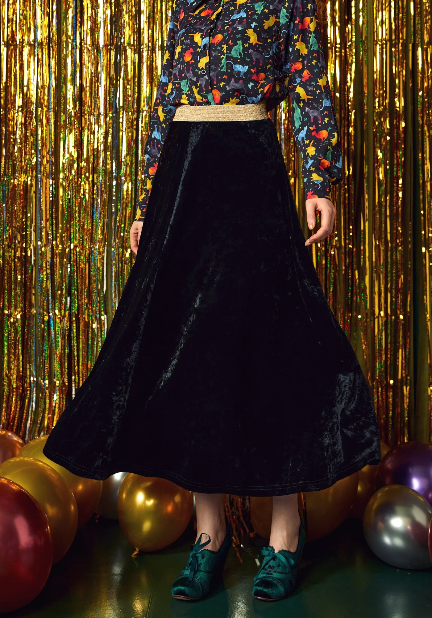 Golden Whispers Velvet Maxi Skirt sold by Modcloth product image thumbnail 3
