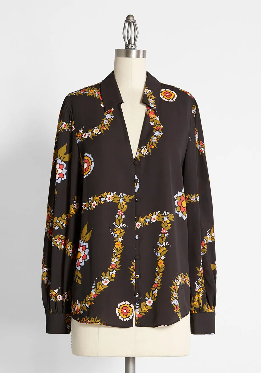 Here Comes Success Chiffon Blouse sold by Modcloth