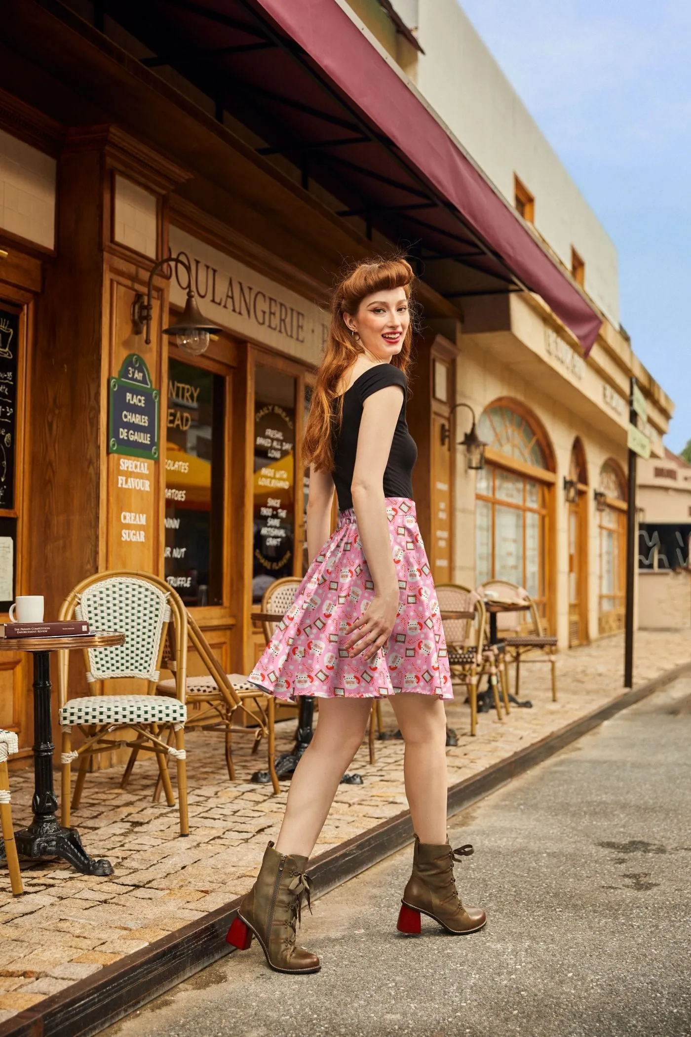 Santa Mugs Skater Skirt sold by Modcloth product image thumbnail 3