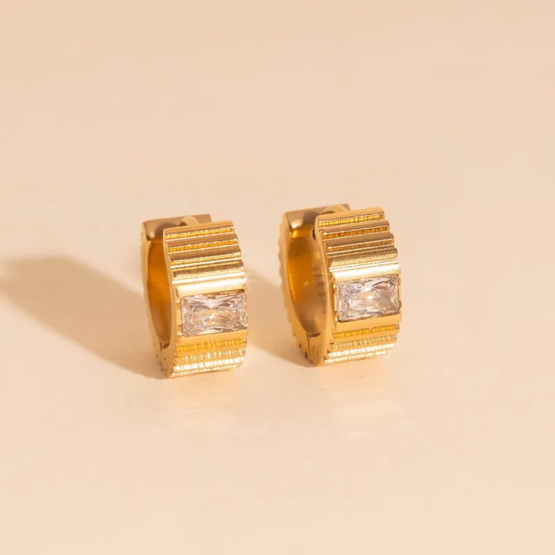 Textured Crystal Super Chunky Huggie Hoop Earrings sold by Modcloth