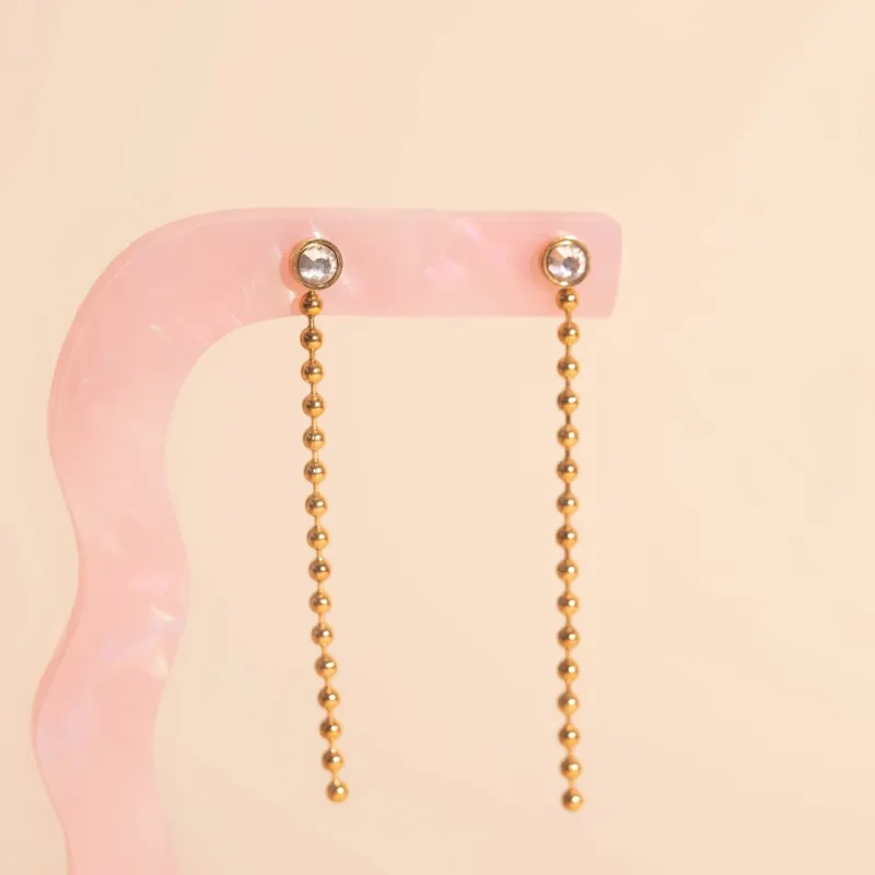 Crystal Bead Chain Stud Earrings sold by Modcloth