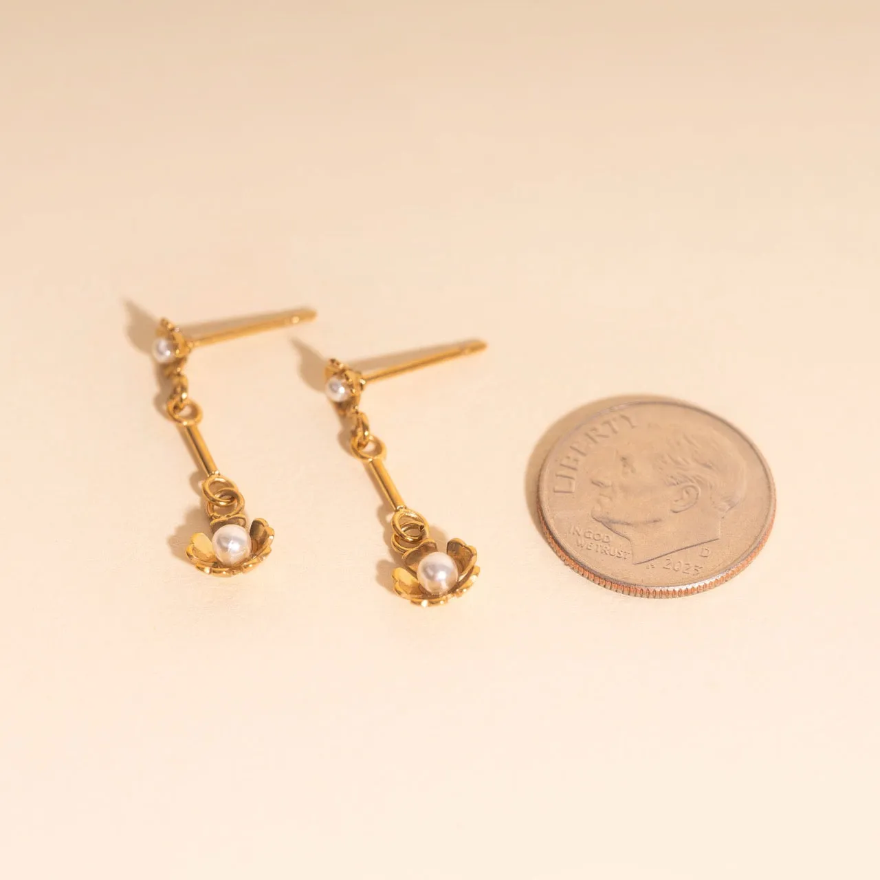 Pearl Flower Dangle Stud Earrings sold by Modcloth product image thumbnail 4