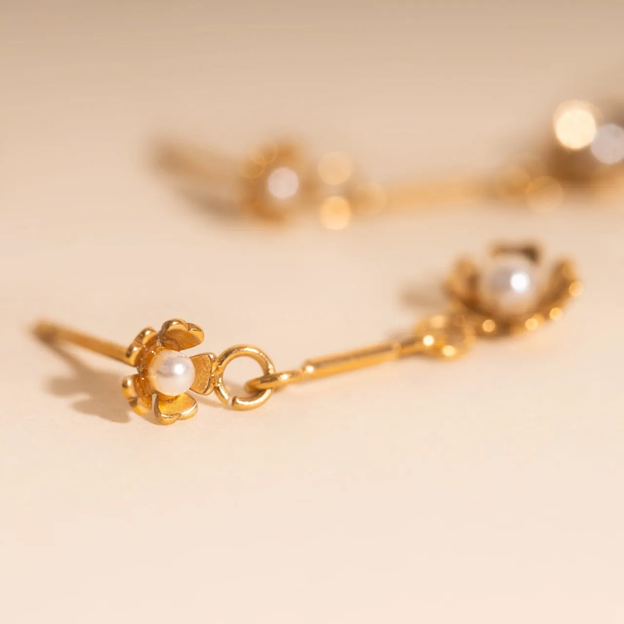 Pearl Flower Dangle Stud Earrings sold by Modcloth product image thumbnail 2