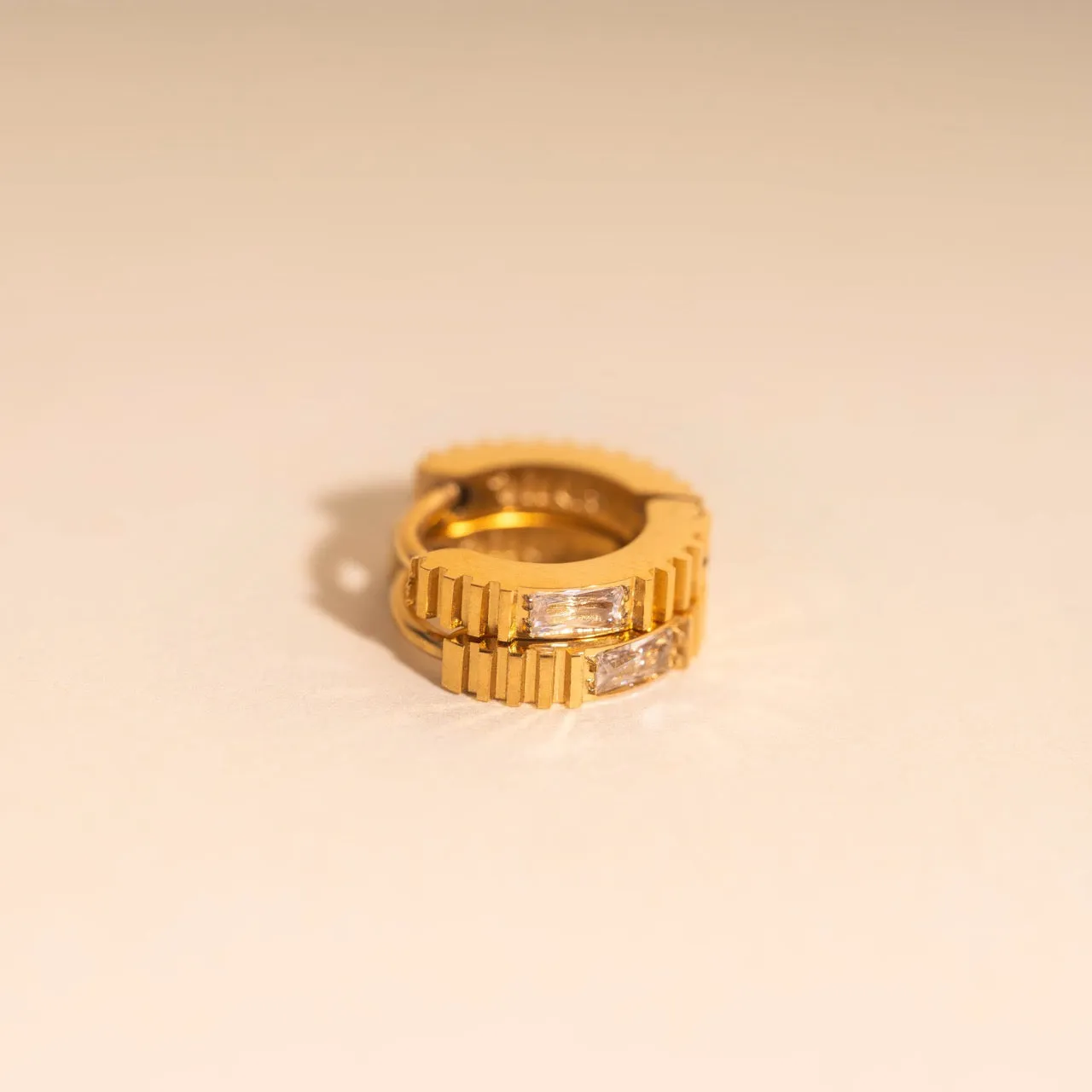 Crystal Textured Tiny Huggie Hoop Earrings sold by Modcloth product image thumbnail 4