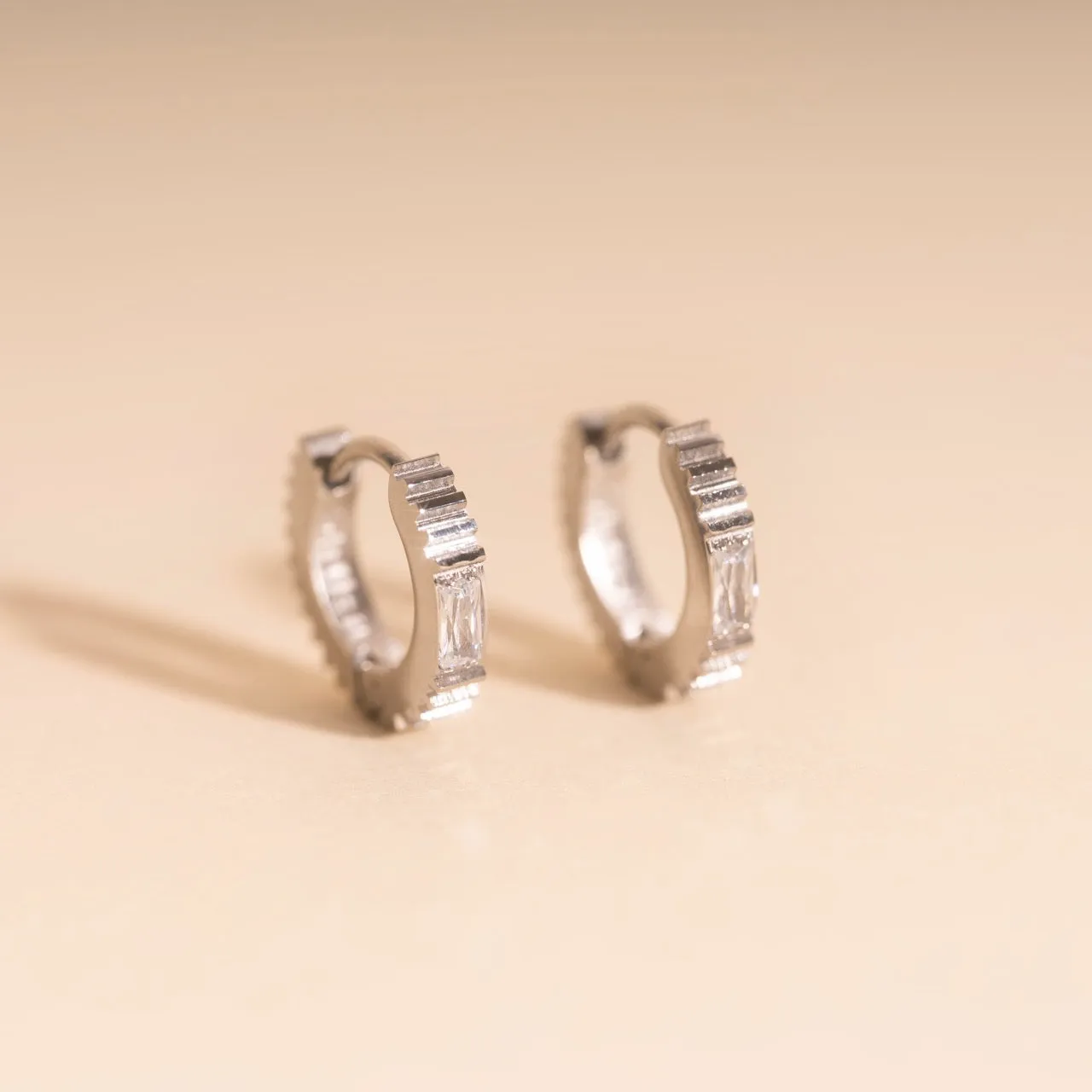 Crystal Textured Tiny Huggie Hoop Earrings sold by Modcloth product image thumbnail 5