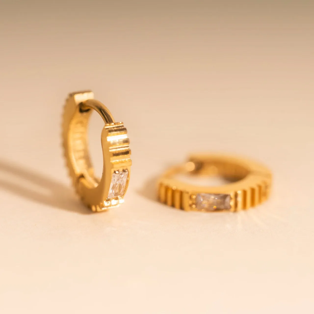 Crystal Textured Tiny Huggie Hoop Earrings sold by Modcloth product image thumbnail 2