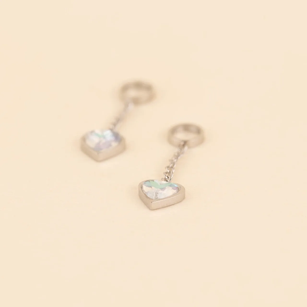 Iridescent Hanging Heart Huggie Hoop Charms sold by Modcloth product image thumbnail 5