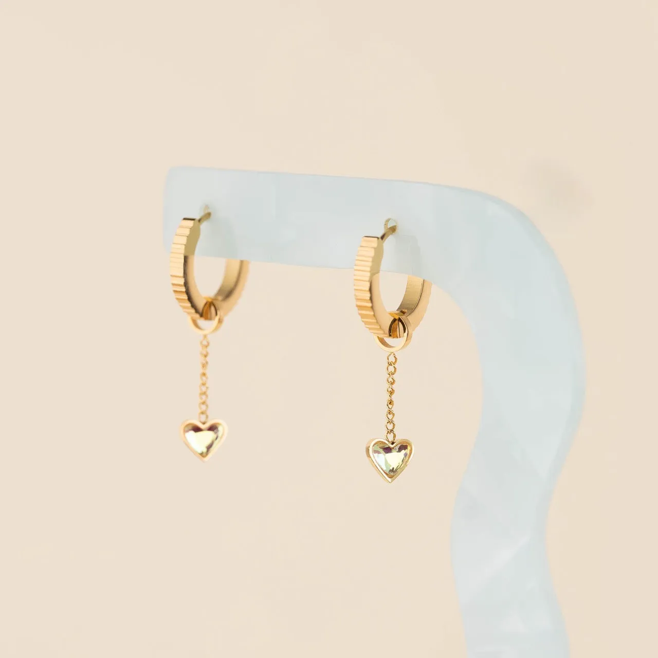 Iridescent Hanging Heart Huggie Hoop Charms sold by Modcloth product image thumbnail 2