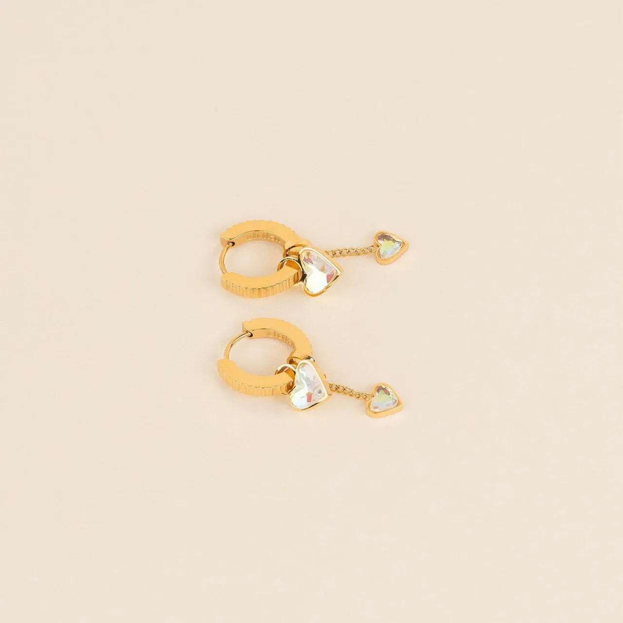 Iridescent Hanging Heart Huggie Hoop Charms sold by Modcloth product image thumbnail 3