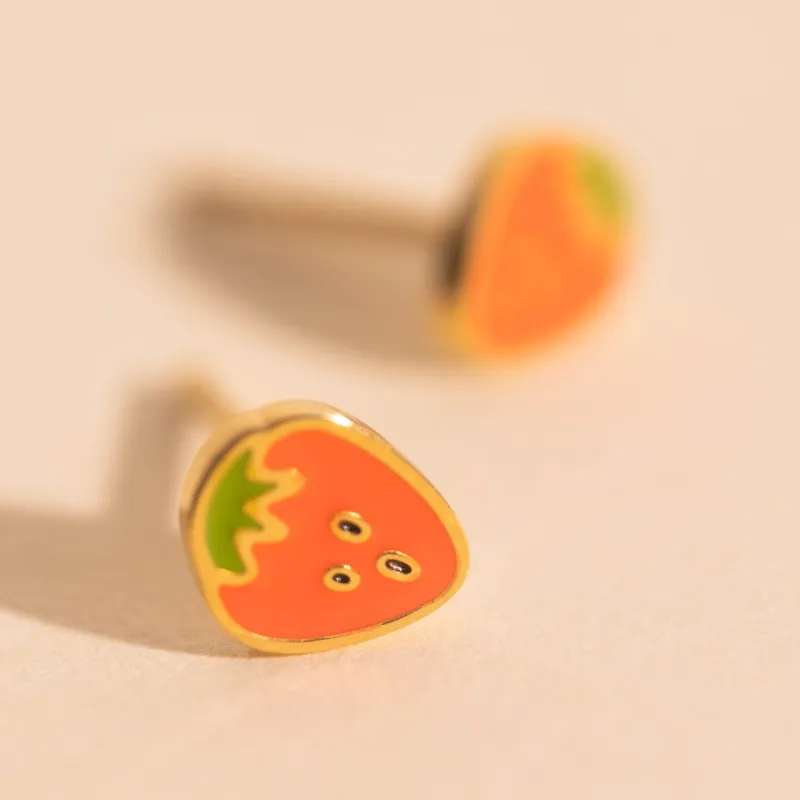 Mini Strawberry Stud Earrings sold by Modcloth