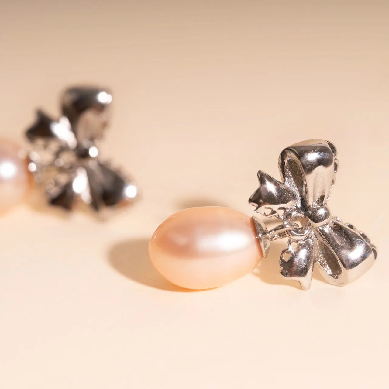 Bow Pearl Drop Stud Earrings sold by Modcloth product image thumbnail 3