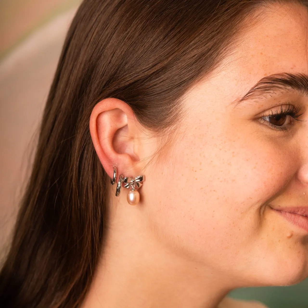 Bow Pearl Drop Stud Earrings sold by Modcloth product image thumbnail 2