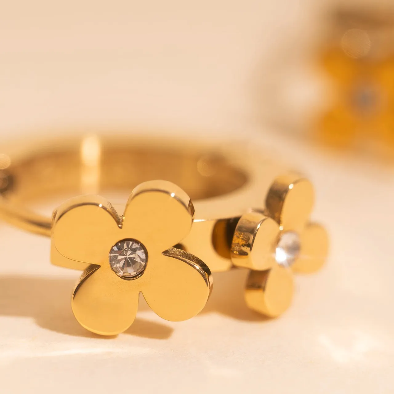 Crystal Flower 3D Huggie Hoop Earrings sold by Modcloth product image thumbnail 4