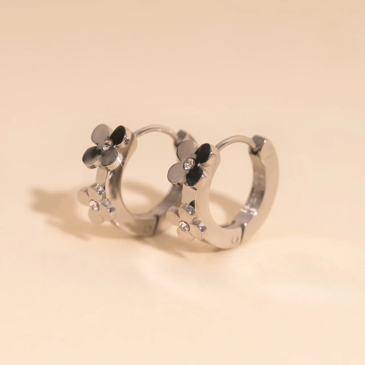 Crystal Flower 3D Huggie Hoop Earrings sold by Modcloth product image thumbnail 5