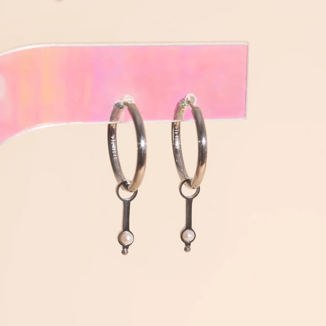Mini Pearl Drop Huggie Hoop Charms sold by Modcloth product image thumbnail 2