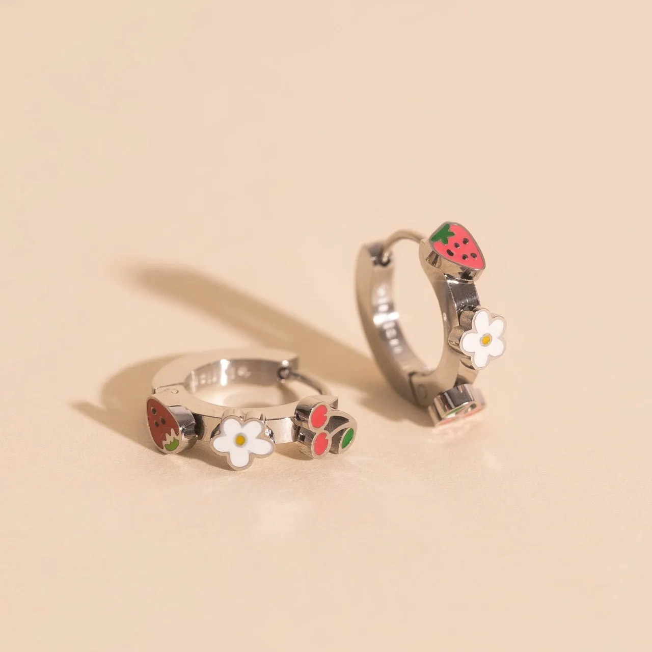 Berry Sweet 3D Huggie Hoop Earrings sold by Modcloth product image thumbnail 5