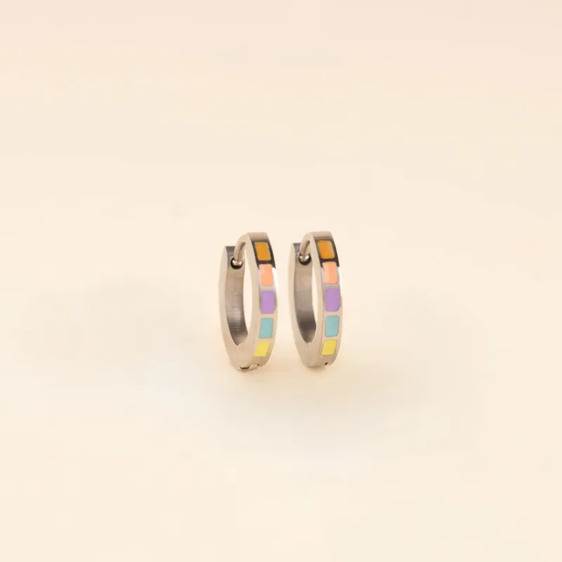 Rainbow Huggie Hoop Earrings sold by Modcloth