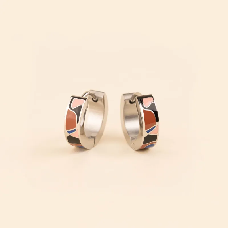 Abstract Chunky Huggie Hoop Earrings sold by Modcloth