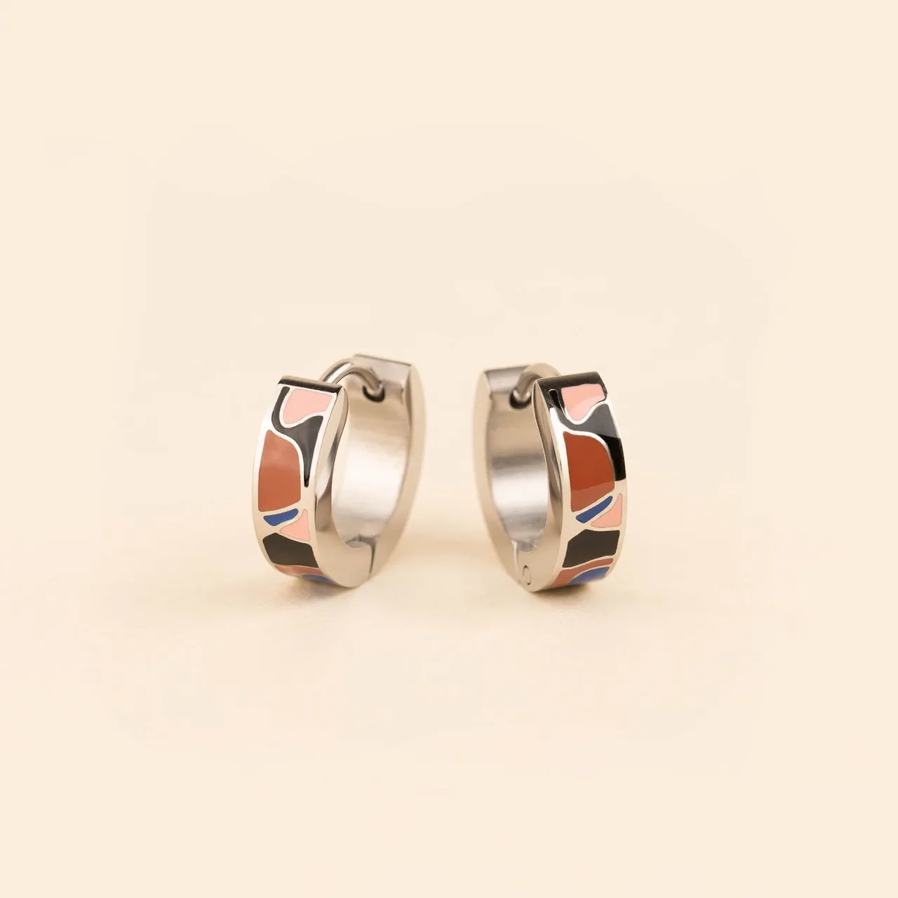 Abstract Chunky Huggie Hoop Earrings sold by Modcloth