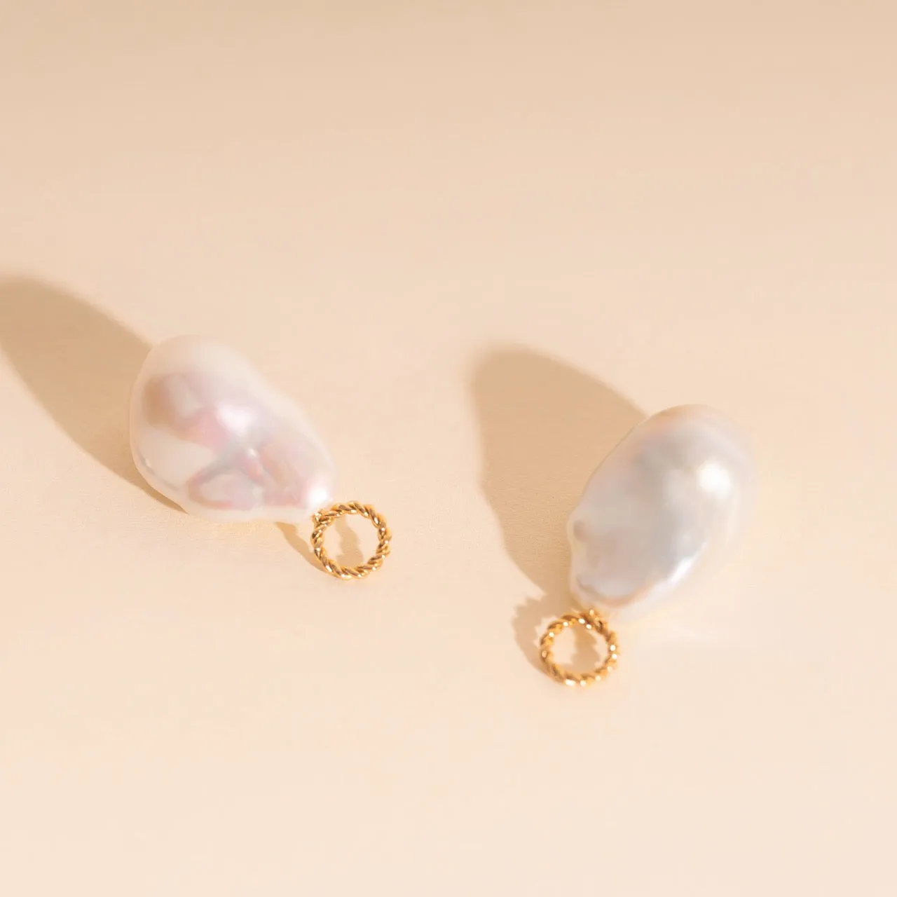 Jumbo Baroque Natural Pearl Huggie Hoop Charms sold by Modcloth product image thumbnail 2