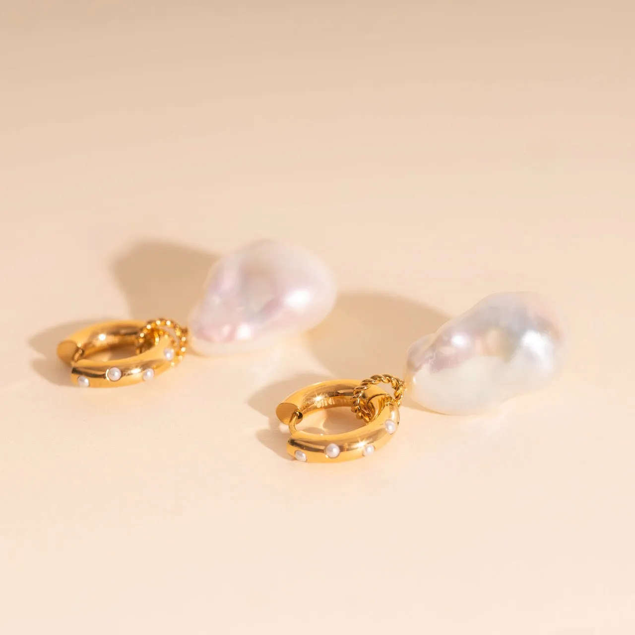 Jumbo Baroque Natural Pearl Huggie Hoop Charms sold by Modcloth product image thumbnail 3