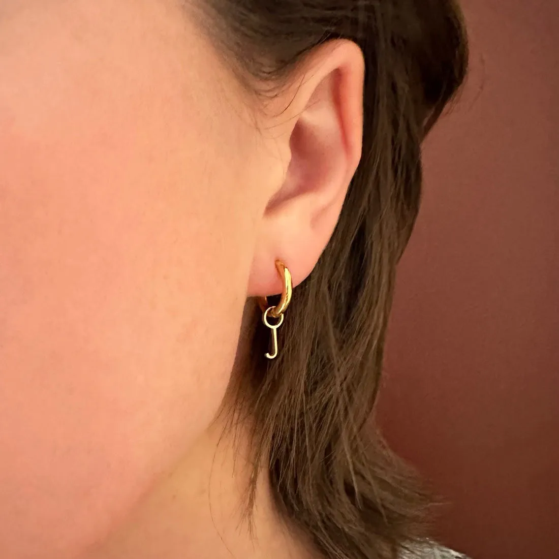 Letters Huggie Hoop Charm (Single) sold by Modcloth product image thumbnail 5