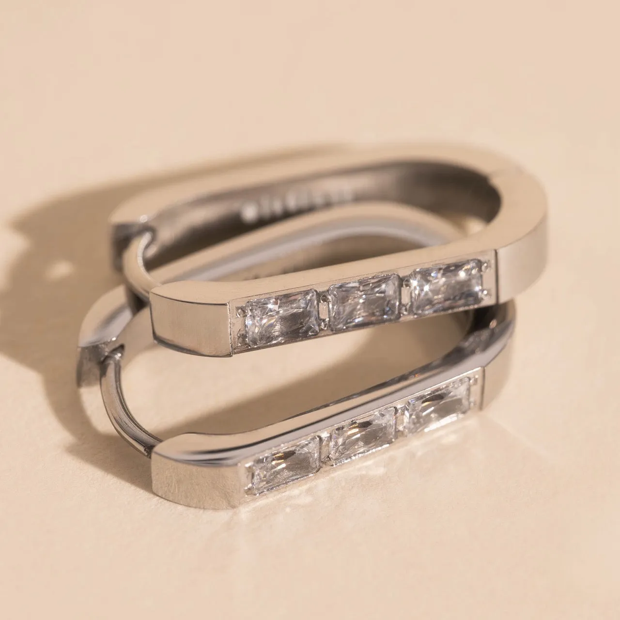 Crystal Oblong Huggie Hoop Earrings sold by Modcloth product image thumbnail 5