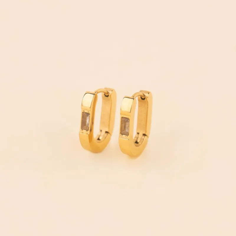 Crystal Oblong Huggie Hoop Earrings sold by Modcloth