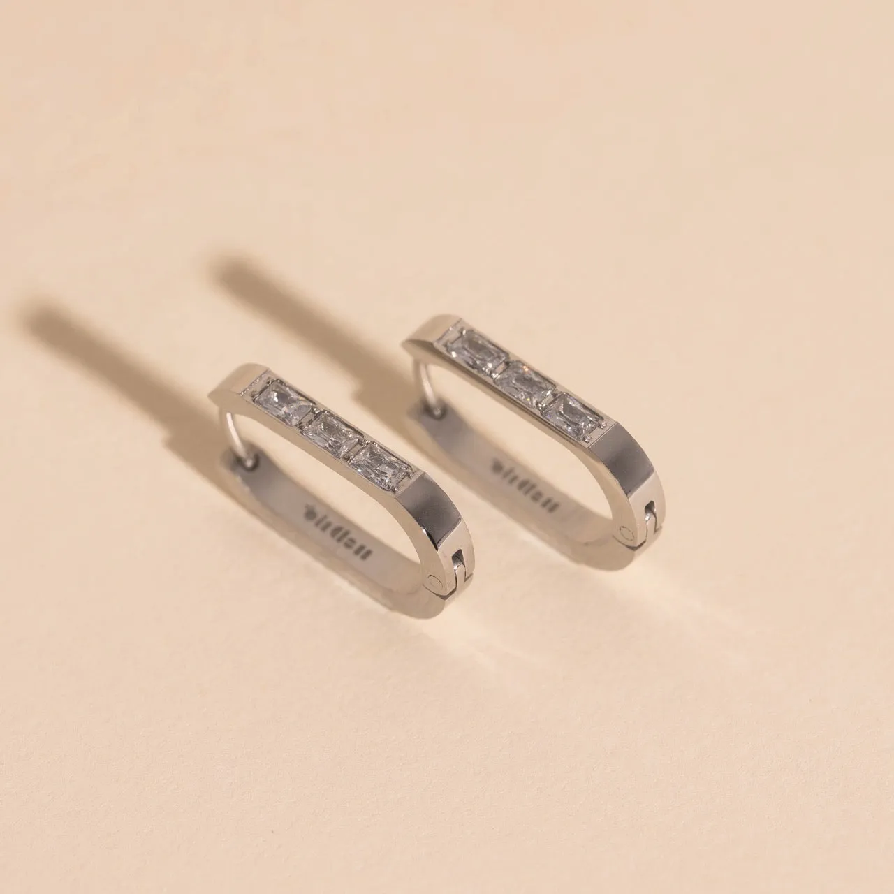 Crystal Oblong Huggie Hoop Earrings sold by Modcloth product image thumbnail 3