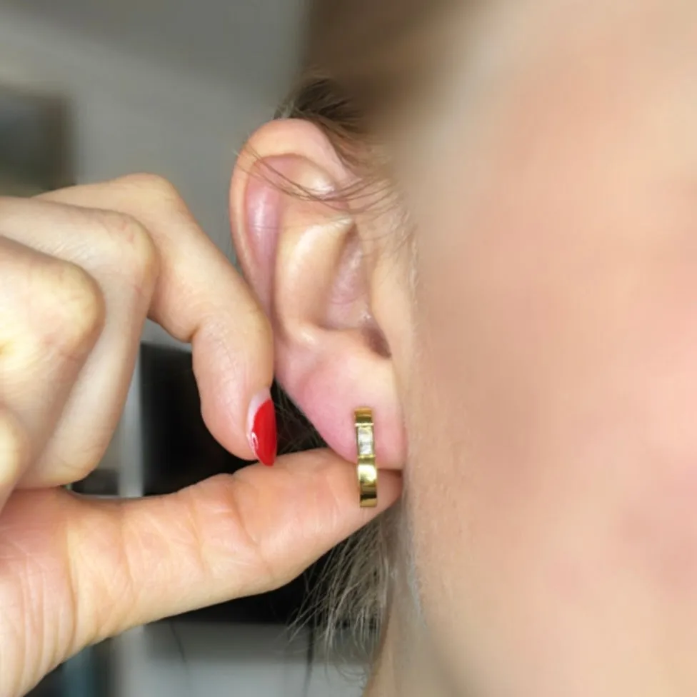 Crystal Oblong Huggie Hoop Earrings sold by Modcloth product image thumbnail 2