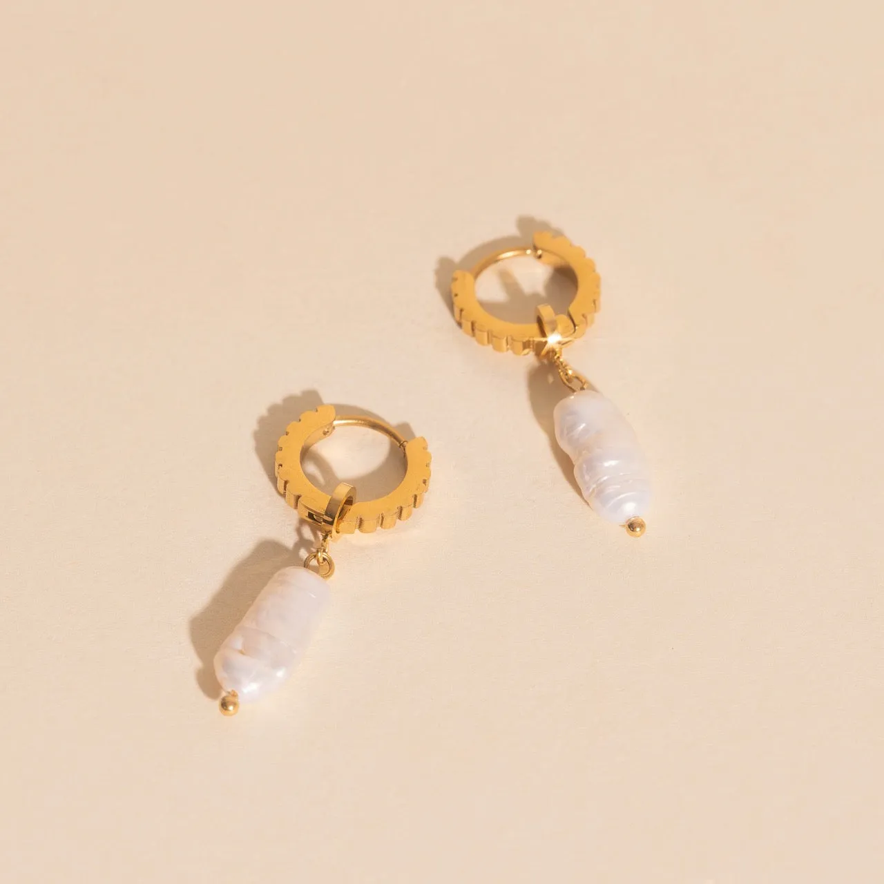 Baroque Natural Pearl Huggie Hoop Charms sold by Modcloth product image thumbnail 5