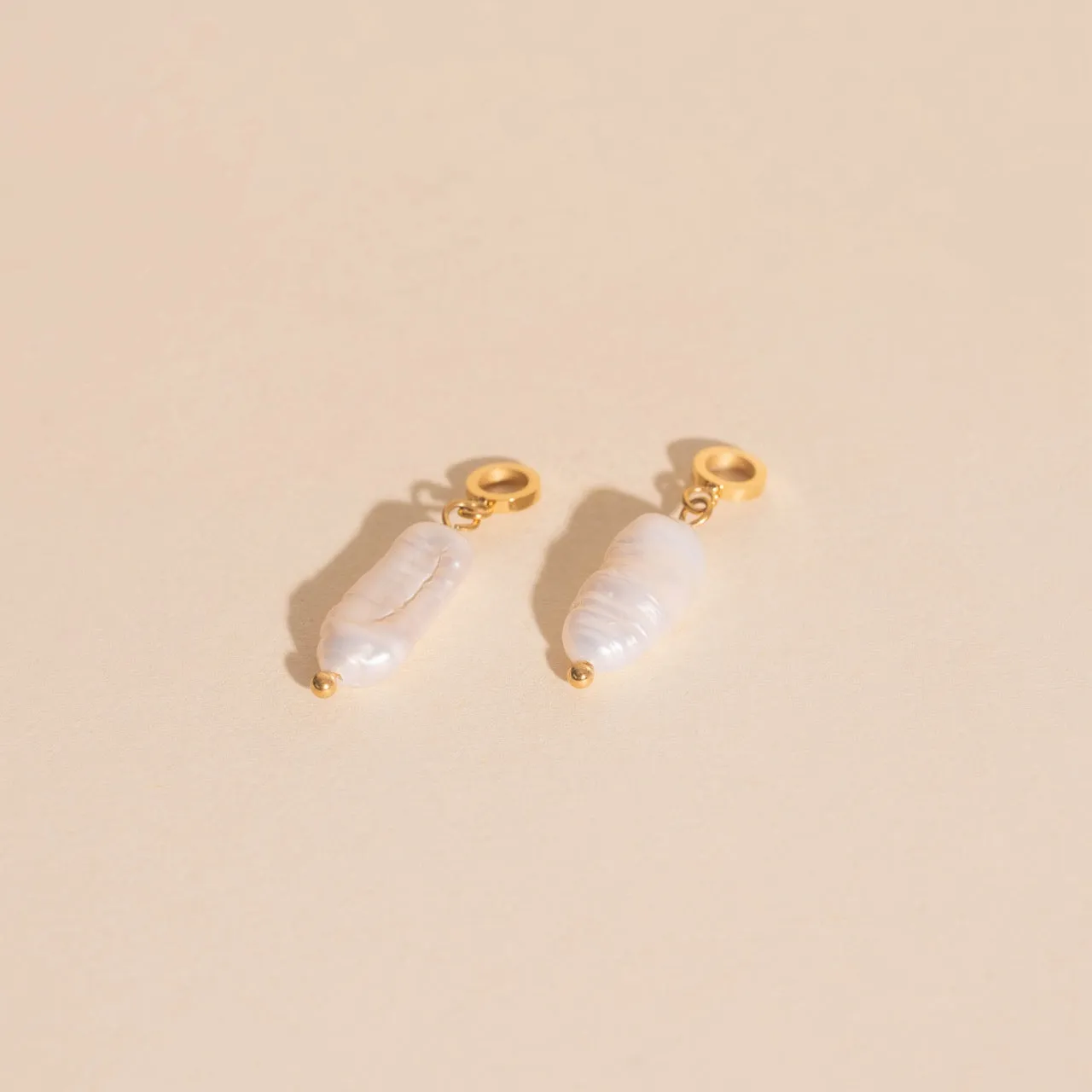 Baroque Natural Pearl Huggie Hoop Charms sold by Modcloth product image thumbnail 2
