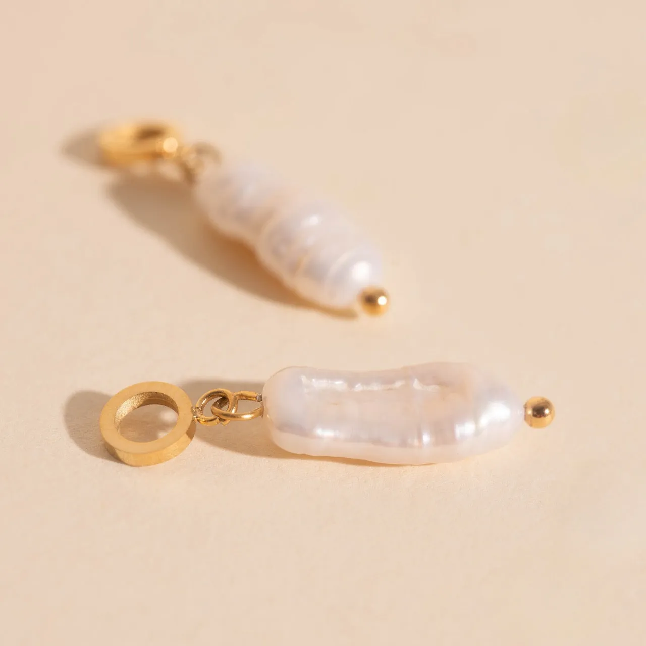 Baroque Natural Pearl Huggie Hoop Charms sold by Modcloth product image thumbnail 3