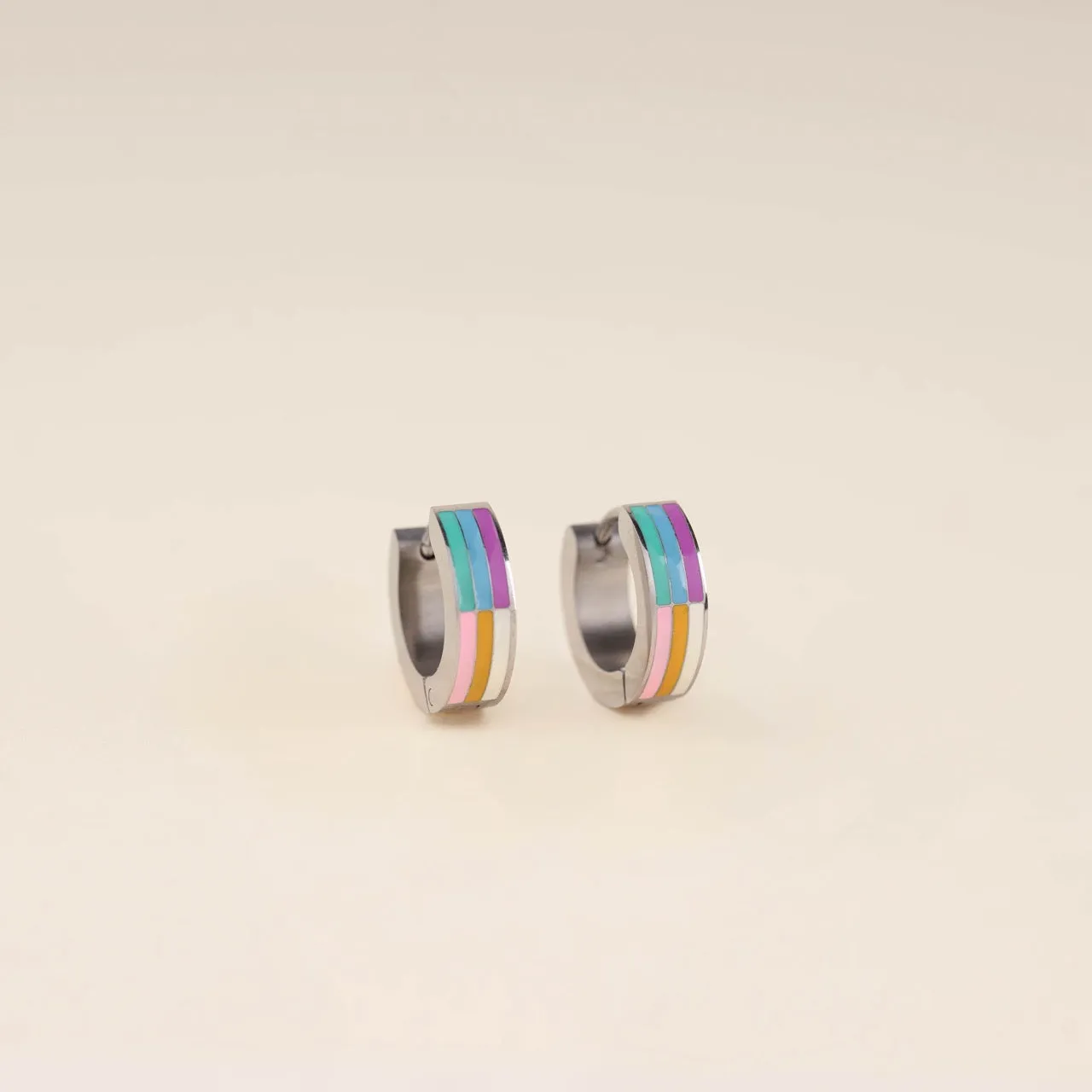 Rainbow Chunky Huggie Hoop Earrings sold by Modcloth product image thumbnail 3