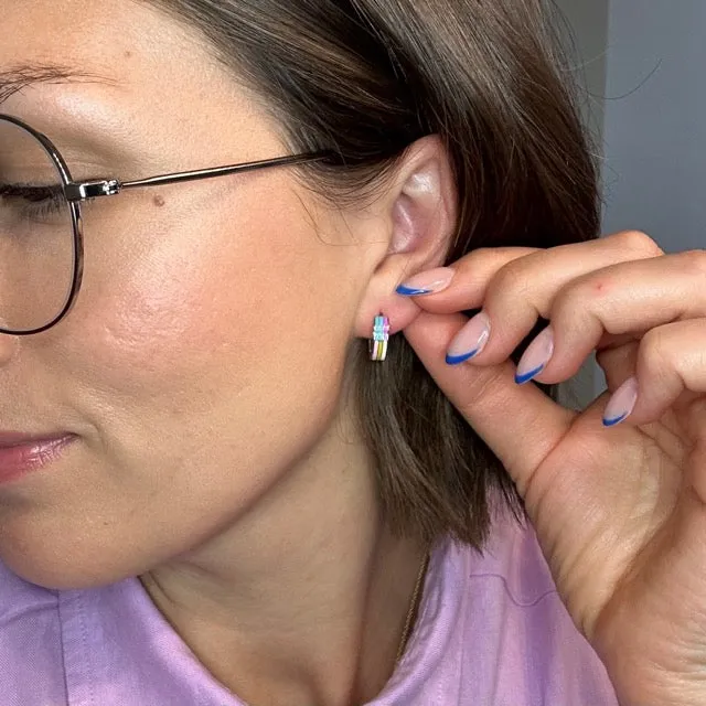 Rainbow Chunky Huggie Hoop Earrings sold by Modcloth product image thumbnail 2