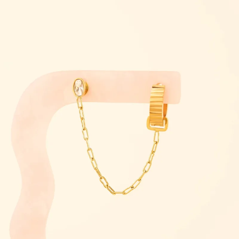 Paperclip Chain Huggie Hoop Chains sold by Modcloth