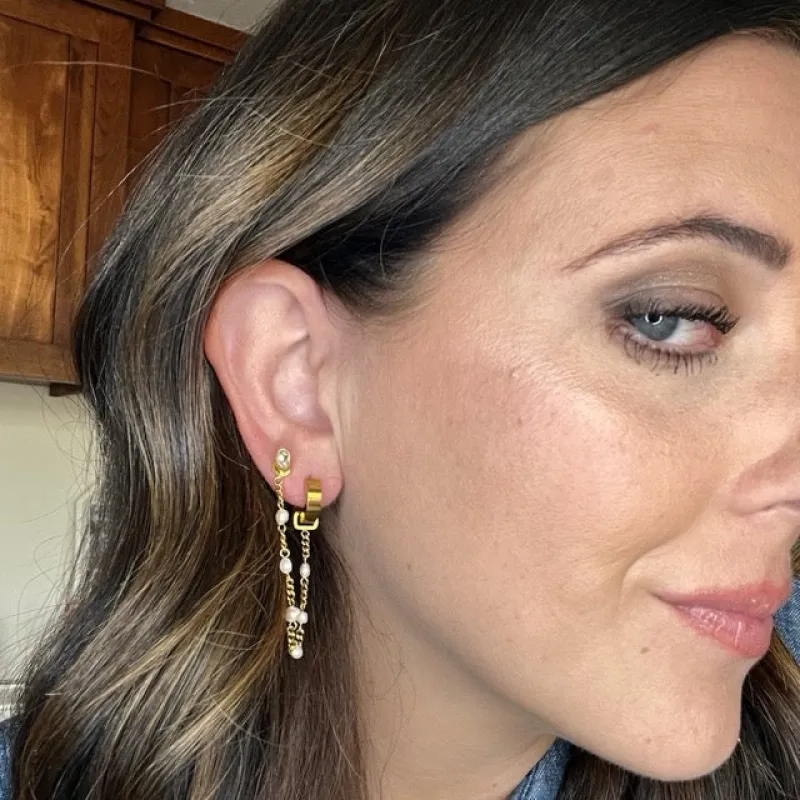 Pearl Chain Huggie Hoop Chains sold by Modcloth