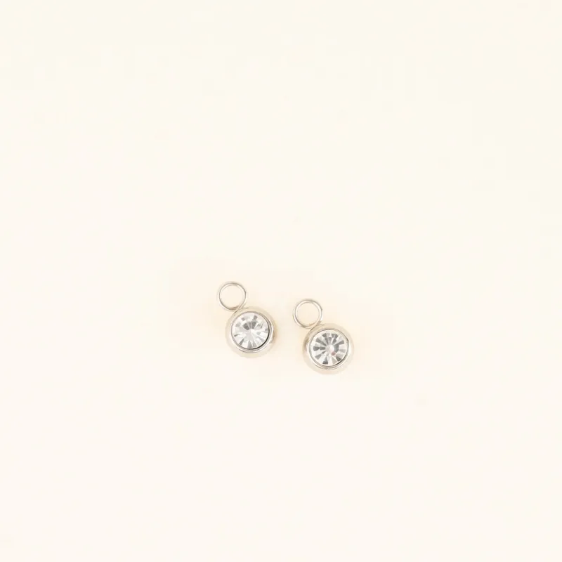 Round Crystal Huggie Hoop Charms sold by Modcloth