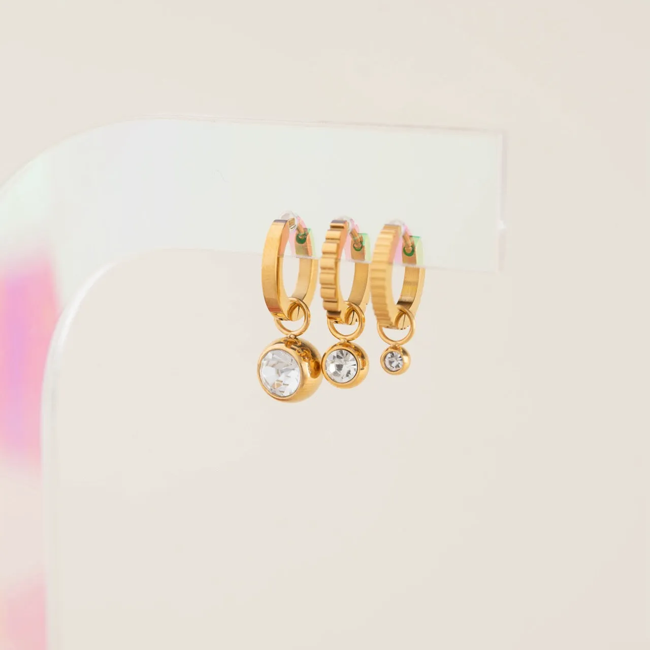 Round Crystal Huggie Hoop Charms sold by Modcloth product image thumbnail 2