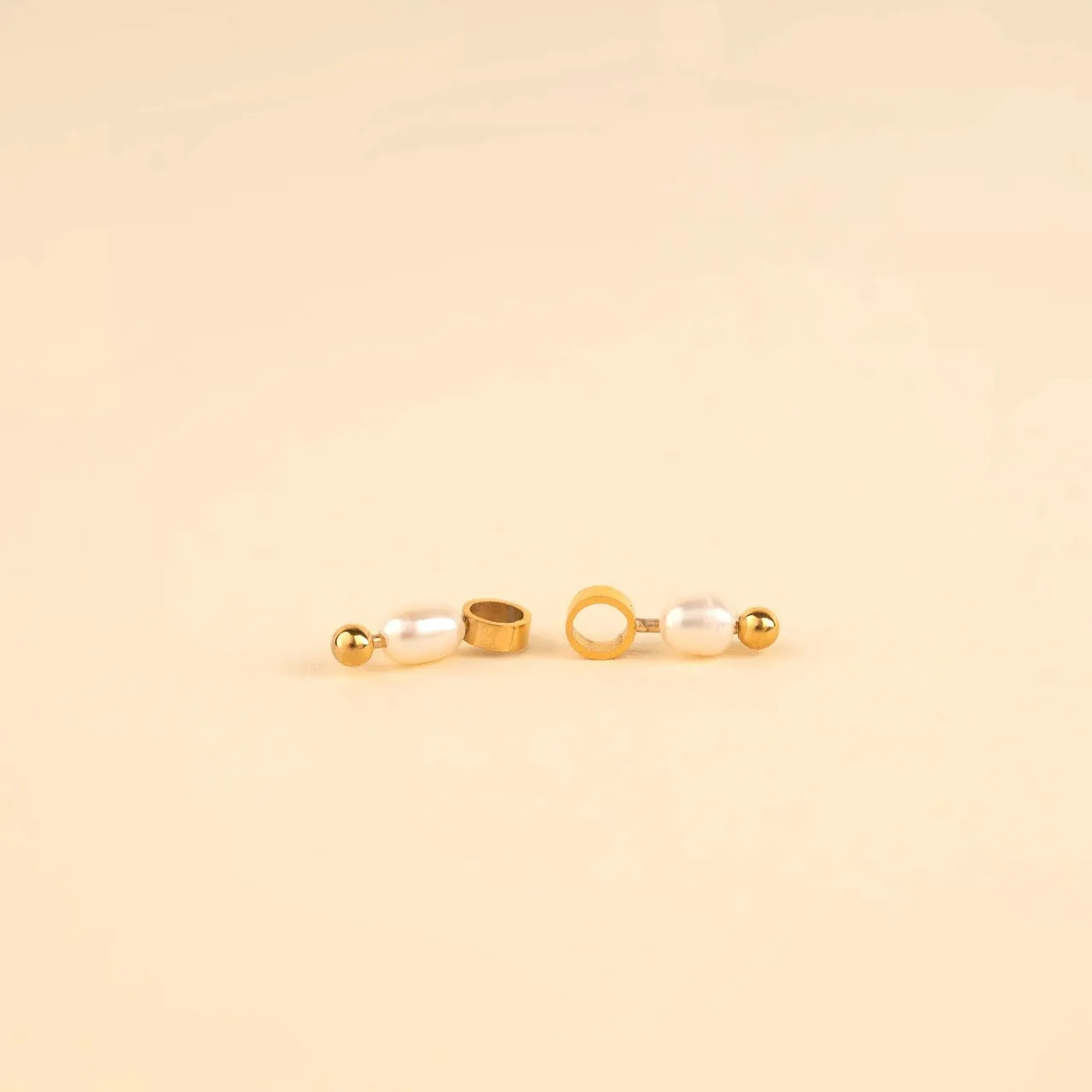 Mini Natural Pearl Huggie Hoop Charms sold by Modcloth product image thumbnail 3