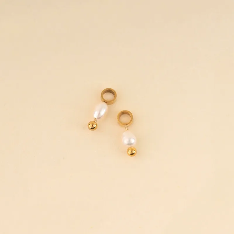 Mini Natural Pearl Huggie Hoop Charms sold by Modcloth
