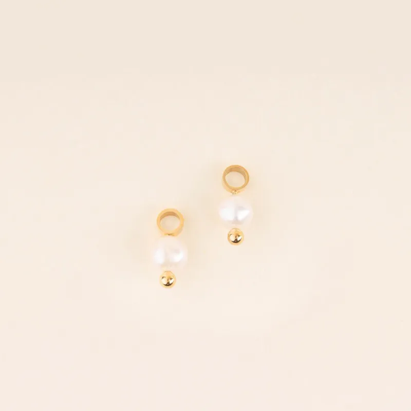 Natural Pearl Huggie Hoop Charms sold by Modcloth