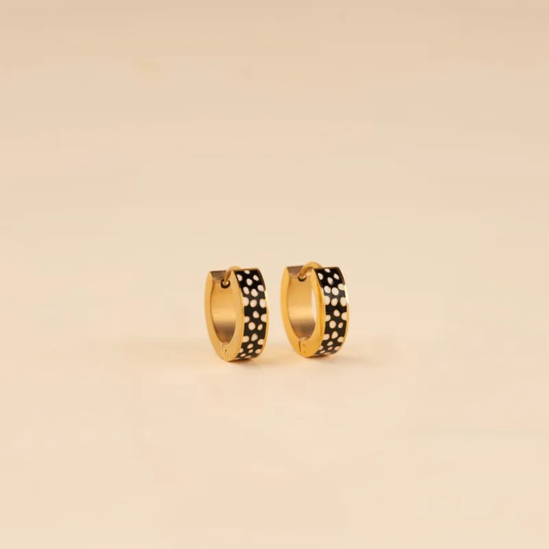 Black Fawn-print Chunky Huggie Hoop Earrings sold by Modcloth