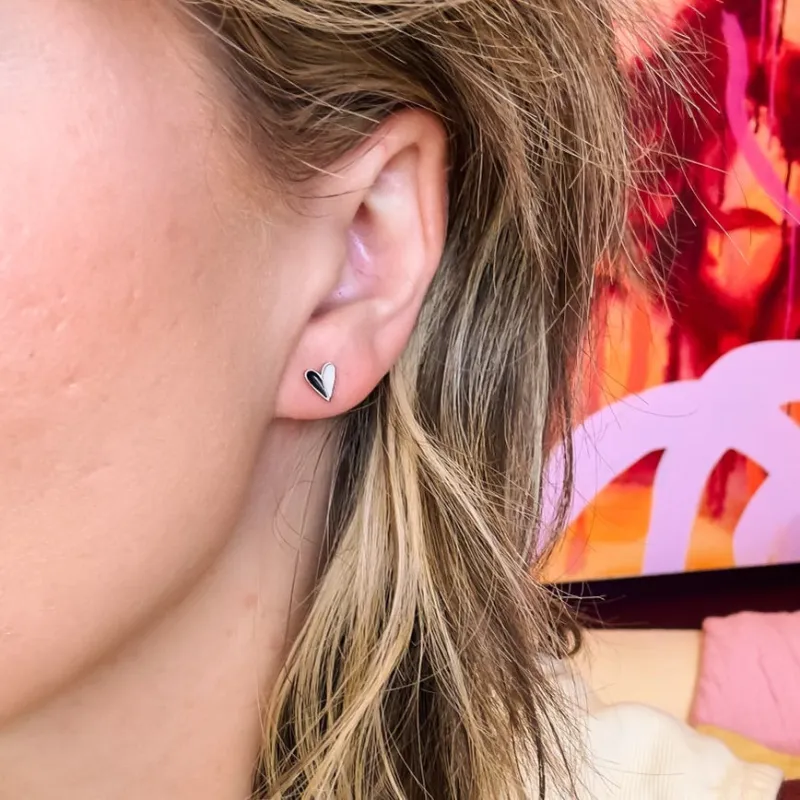 Mini Split Heart Stud Earrings sold by Modcloth