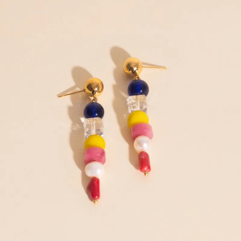 Sea Glass Dangle Stud Earrings sold by Modcloth